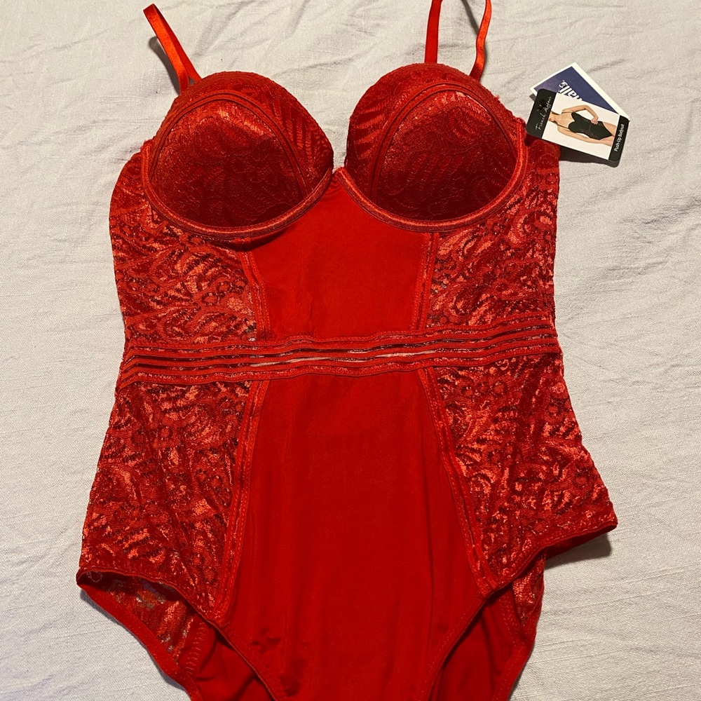 NWT French Affair Red push-up bodysuit